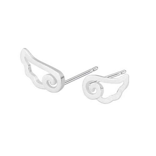 She Is Sterling Silver Angel Wing Studs