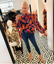 Load image into Gallery viewer, Andie Blouse In Royal Blue &amp; Orange
