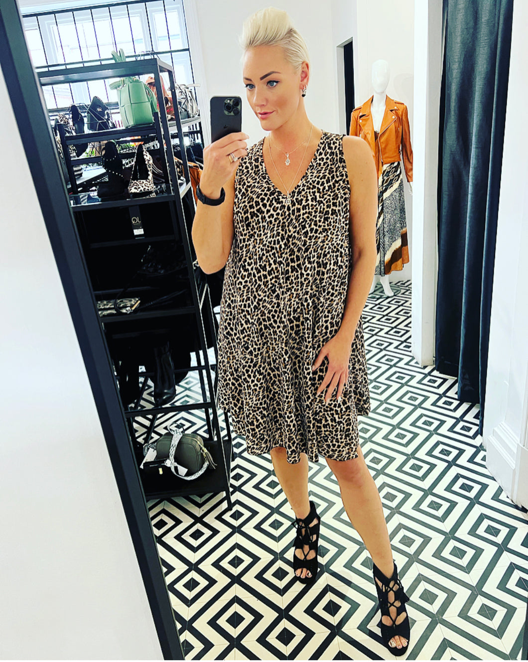 Eva Midi Dress In Mini Leopard Print