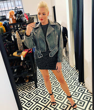 Load image into Gallery viewer, Shanie Biker Jacket In Washed Grey Faux Leather

