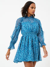 Load image into Gallery viewer, French Connection Billi Hallie Frill Mini Dress In Mosaic Blue

