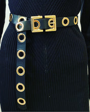 Load image into Gallery viewer, Eyelet Skinny Belt In Black
