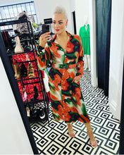 Load image into Gallery viewer, Sofia Shirt Dress in Green and Orange

