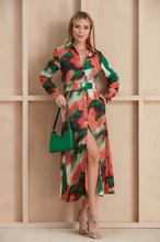 Load image into Gallery viewer, Sofia Shirt Dress in Green and Orange

