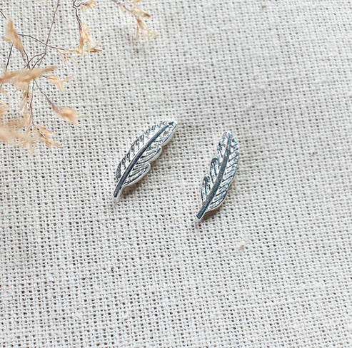 She Is Sterling Silver Feather Studs